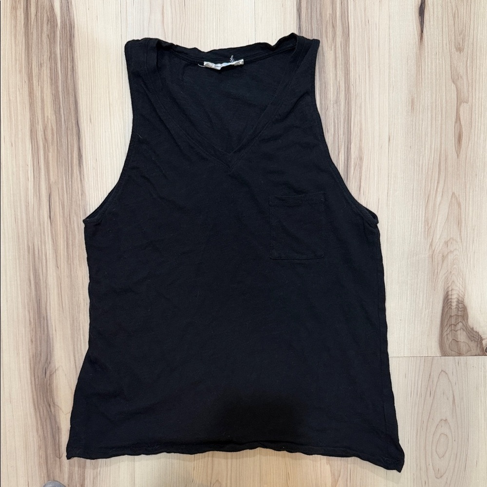 Double Zero Black V-Neck Tank Top